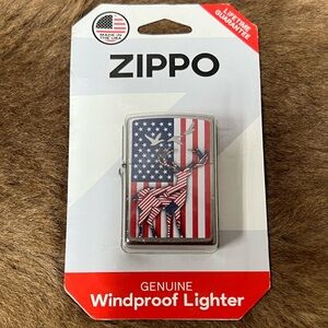 Zippo American Flag Deer & Duck Lighter NWT
